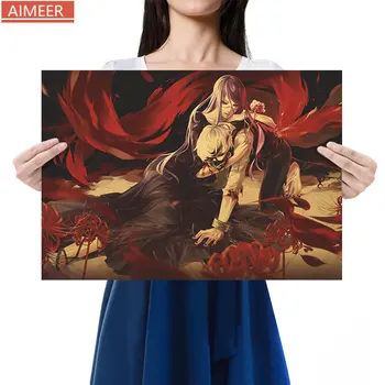 

AIMEER Vintage Anime Tokyo Ghoul F Style Cartoon Character Pictorial Kraft Paper Retro Comic Poster Cafe Decoration Painting