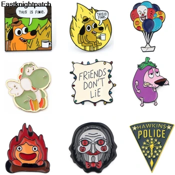 

12pcs/lot E1508 Cute Dog Badge Brooches Enamel Pins Fashion Jewelry Bag Hat Denim Pin Accessories Gift