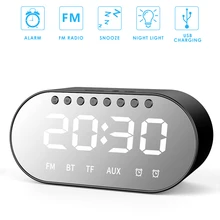 Беспроводной BT динамик Многофункциональный зеркальный экран цифровой будильник FM радио сабвуфер USB зарядка динамик