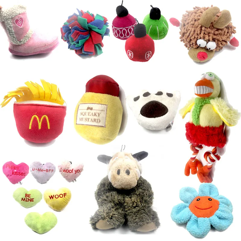 Мягкая жевательная игрушка для щенков и собак фрукты овощи курица барабан