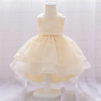 

Summer Princess Flower Baby Girl Dress Embroidery Trailing Infant Girls Dresses Wedding Birthday Party Kids Dresses Prom Designs