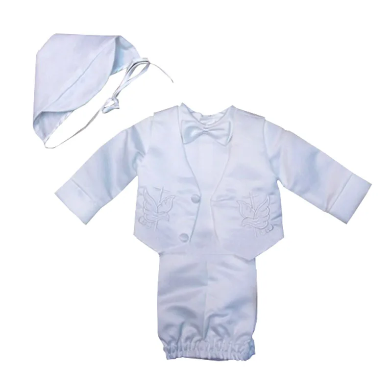 

Toddler Boys White Baptism Clothes Suit Baby Bow Tie Dove Christening Gown Costume 1st Birthday Gentleman Clothing for Baby Boy