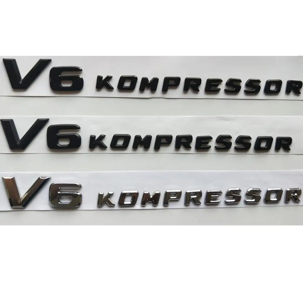 Per Mercedes Benz Amg Chrome Black Letters V6 Kompressor Trunk Fender Emblem Badge Sticker