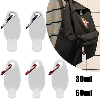 

5Pcs/Set 30/60ml Travel Portable Empty Hand Sanitizer Bottles with Hook Refillable Bottles Soap Dispensers Cosmetic Container