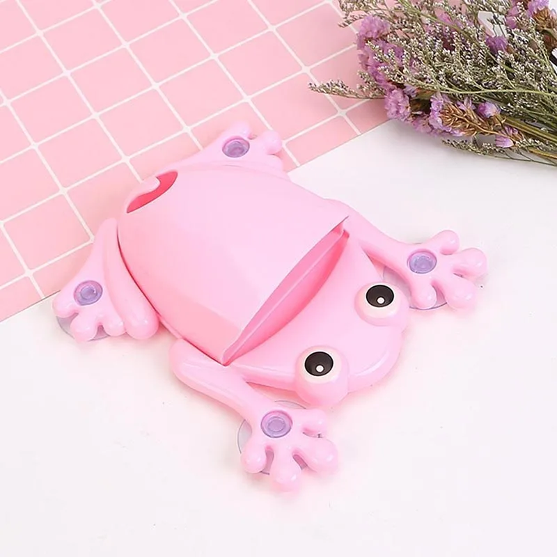 Bathroom Accessories Powerful Suction Cup Free Punch Cartoon Frog Toothbrush Holder Wall Suction Hook ToothBrush Holder For Kids