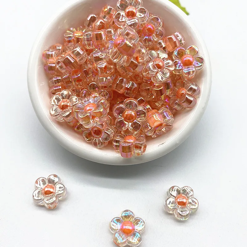 12mm AB Colour Acrylic Flower Beads Loose Spacer Beads for Jewelry Makeing DIY Clothing Accessories 30pcs