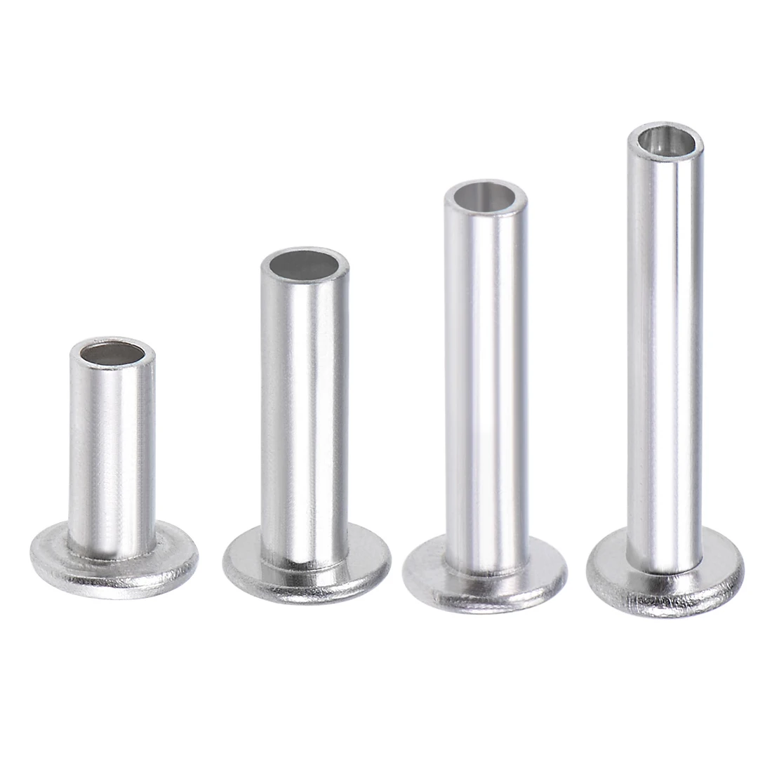 100Pcs 4mm x 18mm Aluminum Flat Head Semi-Tubular Rivets Silver Tone