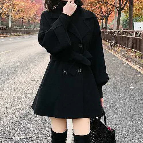 Autumn and winter new woolen coat ins tide Korean style loose and thin student women's woolen coat  woman jacket down puffer coat