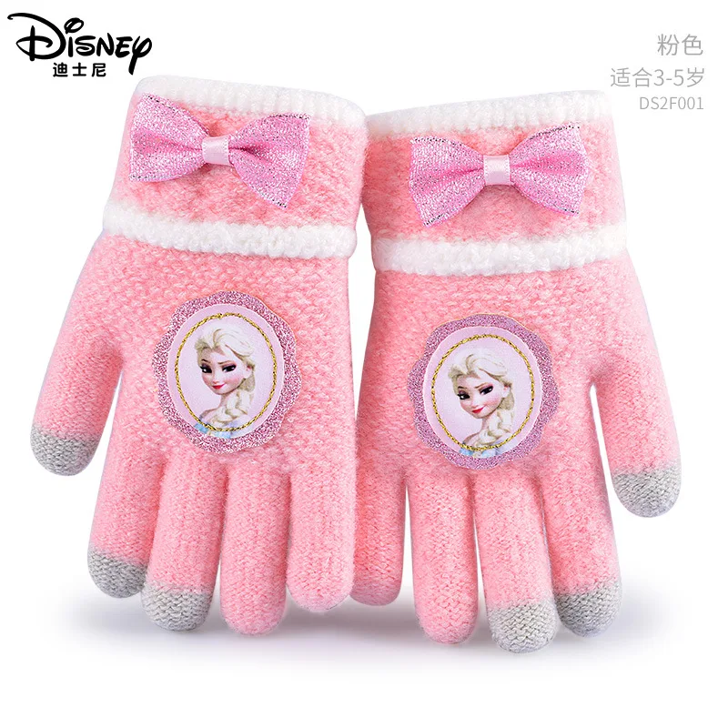Elsa Pink 3-5 years Дисней Дети Замороженные 2 Принцесса Эльза уличные теплые перчатки мультфильм Удобные Эластичные луч сенсорный экран от 3 до 8 лет - Цвет: Elsa Pink 3-5 years