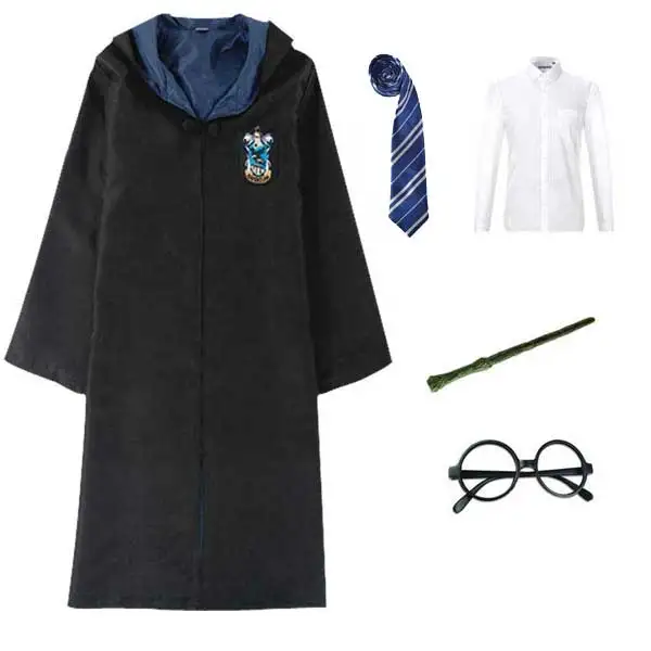 Gryffindor Slytherin Hufflepuff Ravenclaw костюм для взрослых детей Harrise школьный халат Плащ Botters Хэллоуин Косплей Костюм - Цвет: 4pcs Set 2