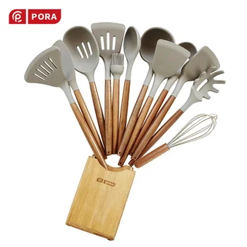 

7/14Pcs Silicone Kitchenware Kitchen Utensils Set Nonstick Spatula Bamboo Handle Wooden Handle with Holder Kitchen Cooking Tools