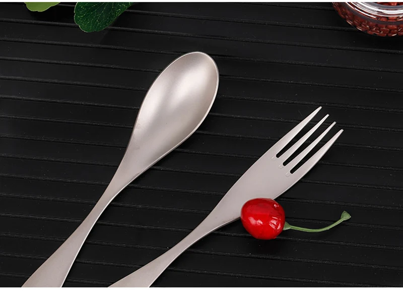 3Pcs столовые приборы Cutlery Western Dessert Cutlery Ice Cream Spoon Long Handle Titanium Tableware Christmas Party Supplies