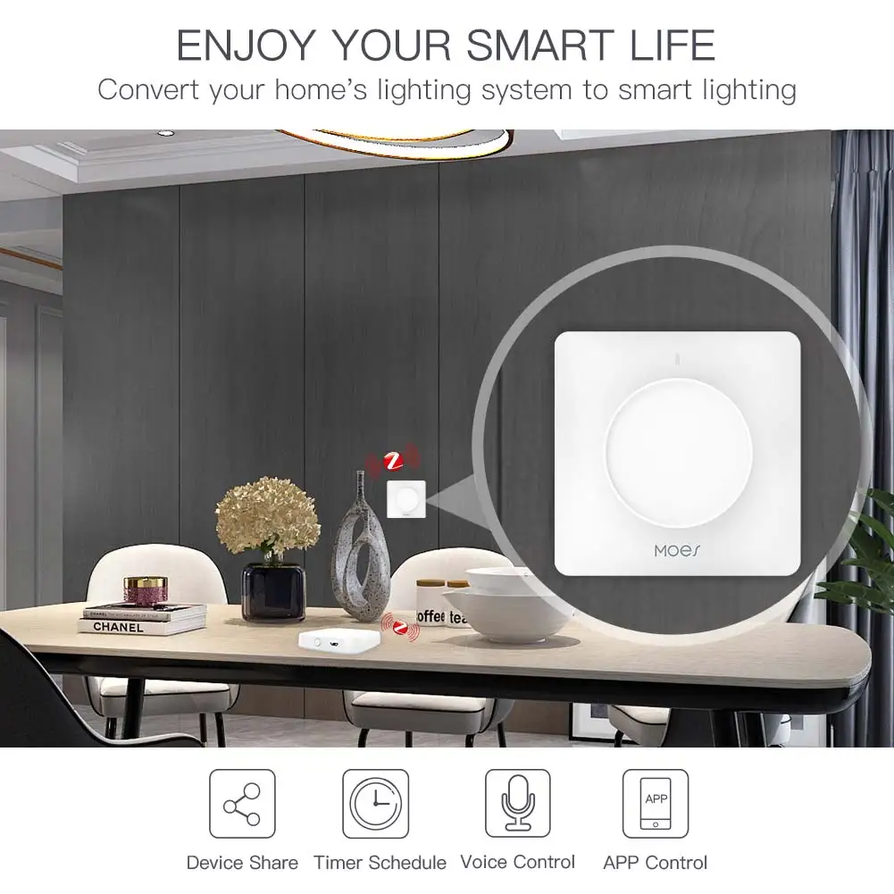 WiFI/ZigBee Smart Rotary/Touch Light Dimmer Switch Smart Life/Tuya APP Remote Co