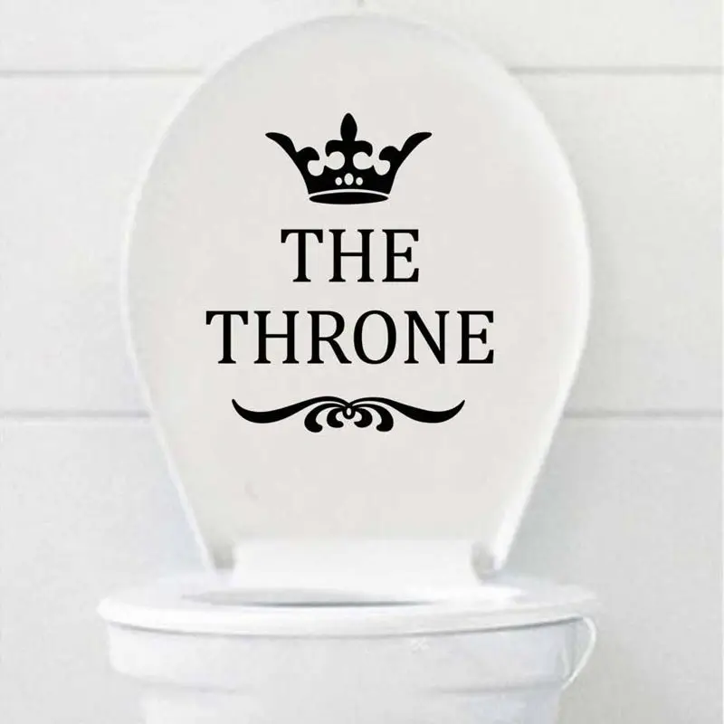 Funny THE THRONE Toilet Wall Stickers Bathroom House Accessories Wall