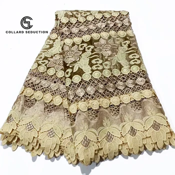 

Latest Design African Lace Fabrics High Quality African Lace Guipure Cord Lace Fabric For Women Party Dress Material