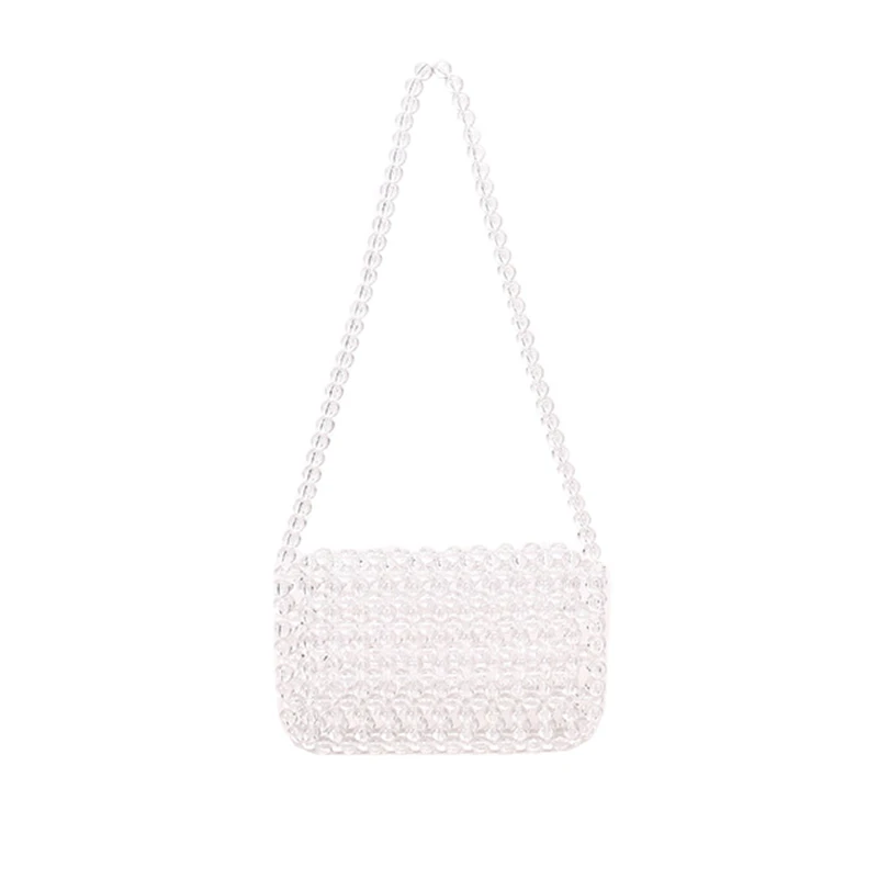 

Handmade Transparent Beaded Bag Woven Bag Shoulder Bag Acrylic Plastic Slung Shoulder Bag