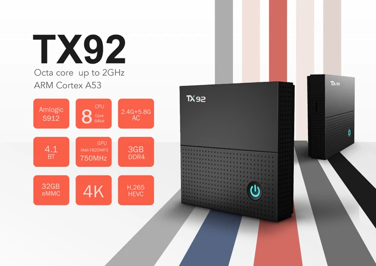 ILEPO TX92 Android 7,1 ТВ приставка Amlogic S912 ram 3g rom 32G поддержка 4K Android приставка двойной Wifi 100M LAN BT4.1 Смарт ТВ приставка