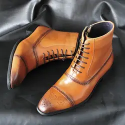 Обувь с перфорацией типа «броги»; Роскошные Брендовые мужские ботинки; кожаная обувь с острым носком; мужские деловые кожаные ботинки на
