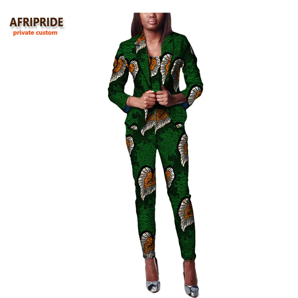 Afripride Африканский костюм из 2 предметов с юбкой для женщин короткий топ с пышными рукавами+ юбка длиной до щиколотки женский хлопковый костюм A722666 - Цвет: 528J
