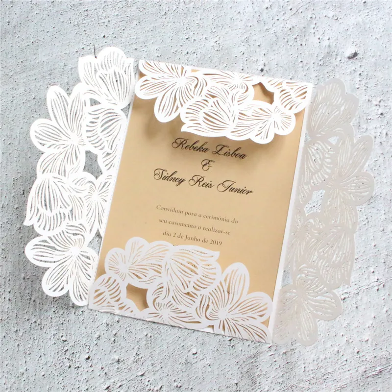 

Petal invitation card folded laser cut wedding engagement invites personalized printing