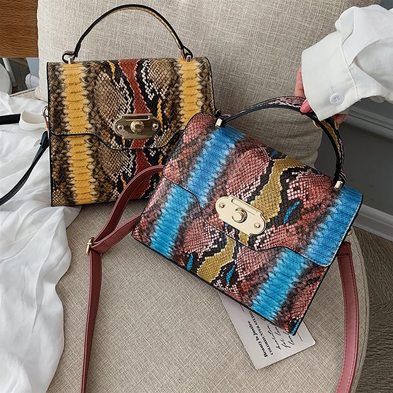 

Retro Serpentine Handbag Women Summer Designer Print Snake Pattern Crossbody Bag Ladies Fashion Small Square Tote Bags