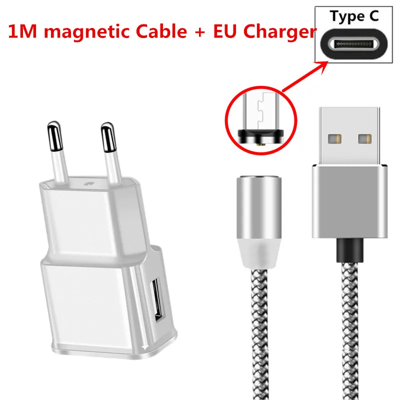 Магнитный кабель Micro usb type C зарядный кабель для samsung зарядное устройство S10E S4 S9 J4 A6 NOTE 10 Plus 8 9 J7 J5 A7 Магнитный адаптер - Цвет: EU Charge and Type c