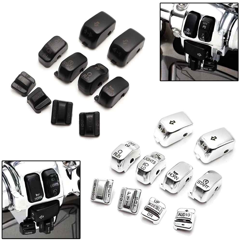 Chrome Switch Housing Caps Buttons x6 pcs for Harley 96-13 Hand Control Switch Housing Cap Button Cover Kit For 1996-2013 Harley Davidson 