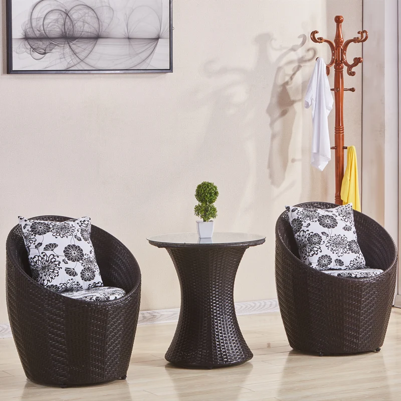 

Balcony Table and Chairs Cane Chair Small Coffee Table Combination Single Simple Casual Outdoor Wrought Iron Outdoor Patio Chair