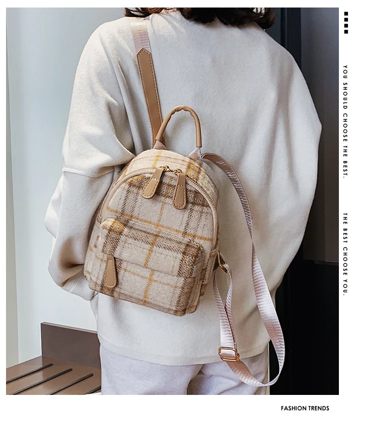 DORANMI, Осенний клетчатый рюкзак для женщин, новинка, сумка через плечо, женские маленькие рюкзаки, шерстяные рюкзаки, мини Mochila DJB878