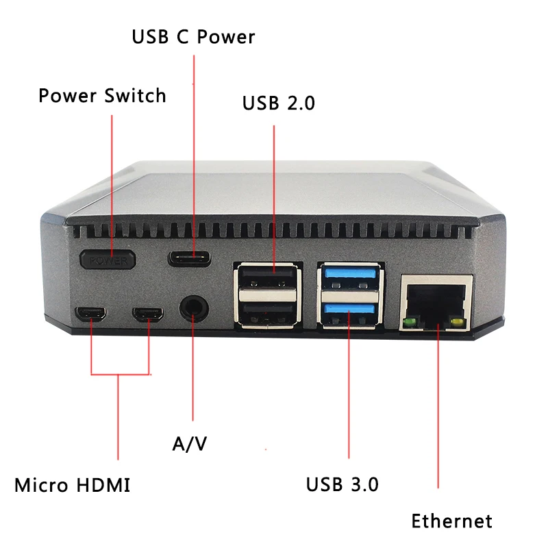 Raspberry Pi 4 Модель B чехол корпус из алюминиевого металла ABS корпус с выключателем питания+ вентилятор охлаждения+ радиаторы для Raspberry Pi 4