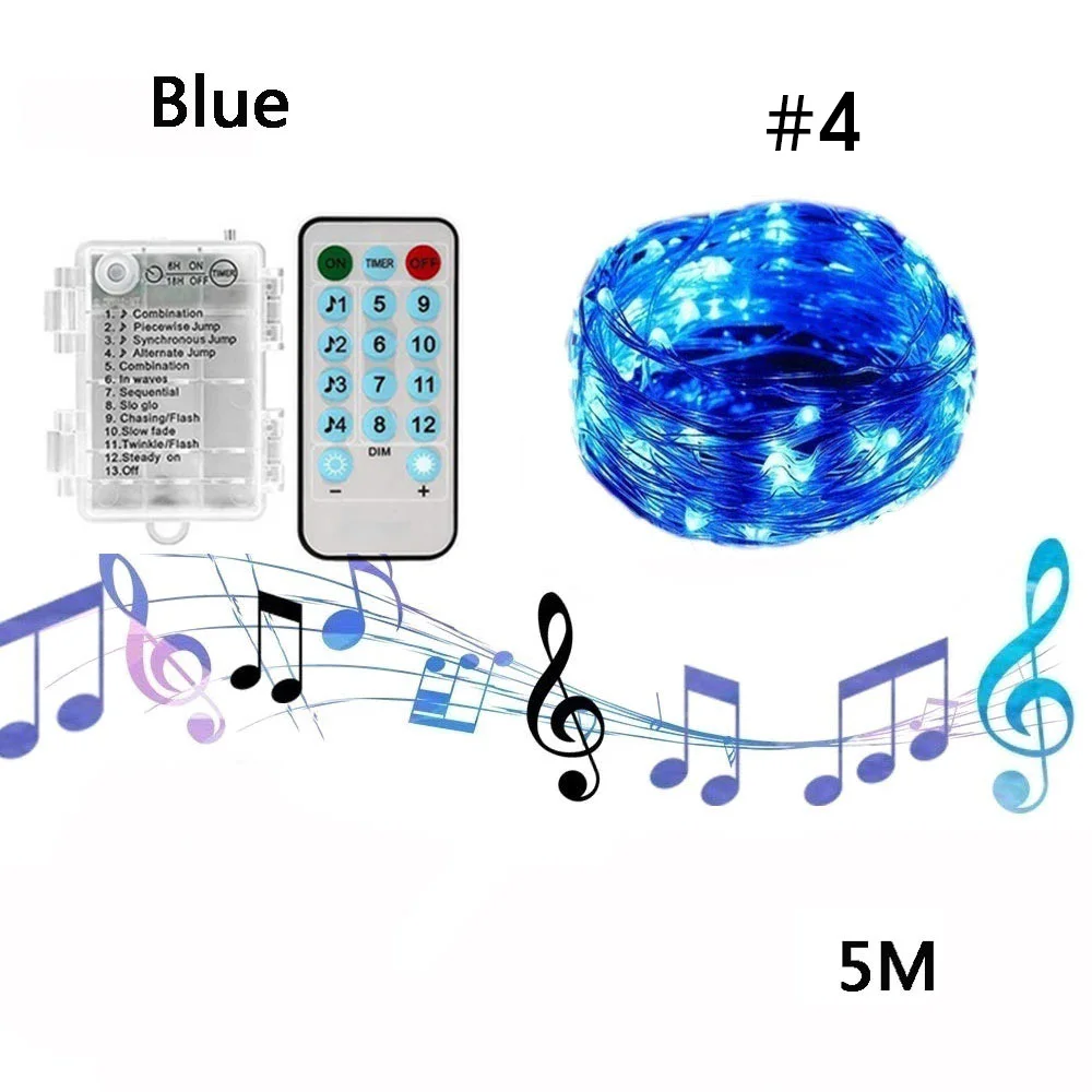 5M blue Сигнальное освещение для светомузыкальный проектор Строка Фестиваль Батарея коробка светодиодный фея гирлянды светодиодные светильники, декор дома празднование Дня рождения творческий - Испускаемый цвет: 5M blue