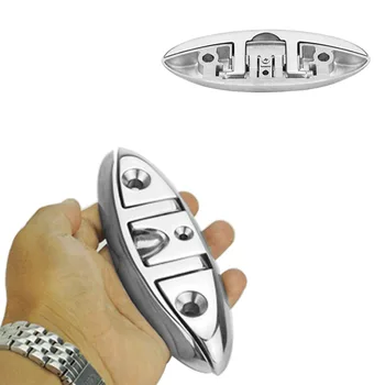 

5 Inch Mooring Marine Fastener Polished Mirror Surface Dock Folding Boat Cleat Flip Up Stainless Steel Replacement Install