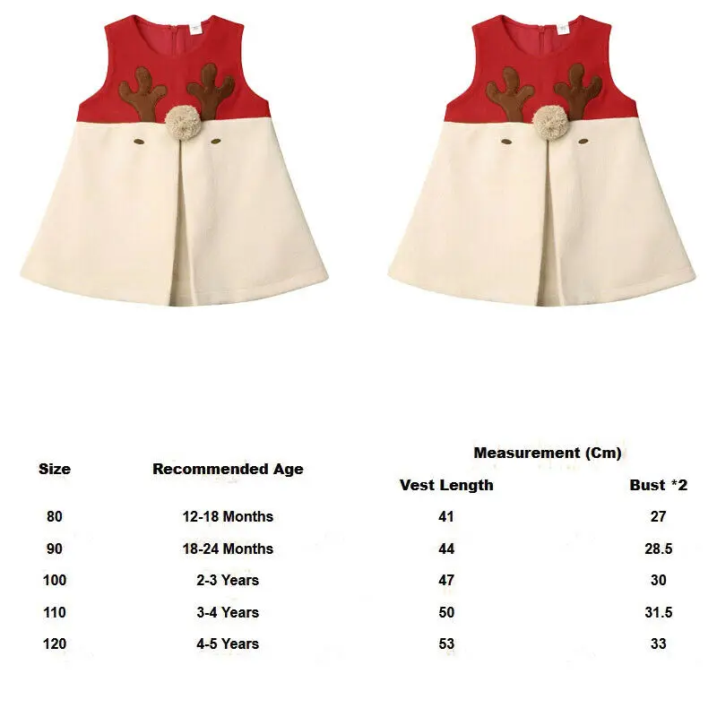 Focusnorm/От 1 до 5 лет для новорожденных девочек; Рождественский жилет; Верхняя одежда с принтом оленя; платье без рукавов; топы