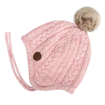 

Cute Toddler Kids Hats Girls Boy Baby Winter Warm Crochet Knit Hat 2020 Brand Beanie Fur Pom Pom Cap Children's Caps #YL5