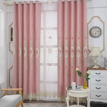 

New Embroidery Curtain Finished Curtains for Living Room Bedroom Cloth Factory Direct Sales Shade Curtain Yarn Custom