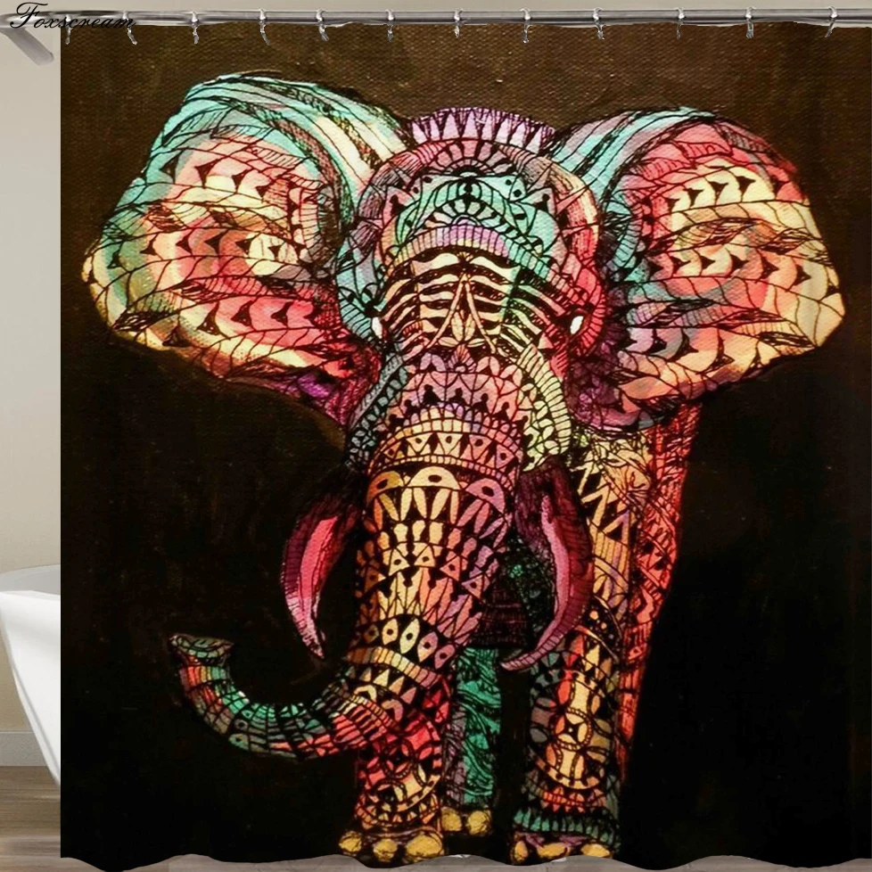 Новая высококачественная занавеска для душа с принтом слона, 3D полиэфирная ткань, водонепроницаемая, Mildewproof, занавеска для ванной комнаты или коврик - Цвет: tp182