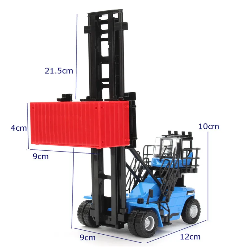 12X9X10cm High Simulation Alloy Engineering Vehicle 1:50 Scale Empty Container Stacker Model Collection Model High-quality