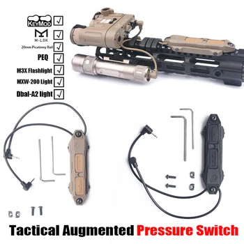

Tactical Augmented Pressure Switch Softair Double Switch Fit M-LOK /Keymod /20mm Rail For PEQ15/M3X/Dbal-A2 WMX200 EX419 NE04014