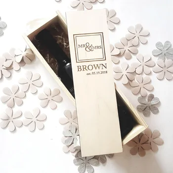 

Personalised Wine Box Wooden Birthday Champagne Box Engraved Rustic Wedding Wine Gift Box Custom Mr & Mrs Wooden Wine Box