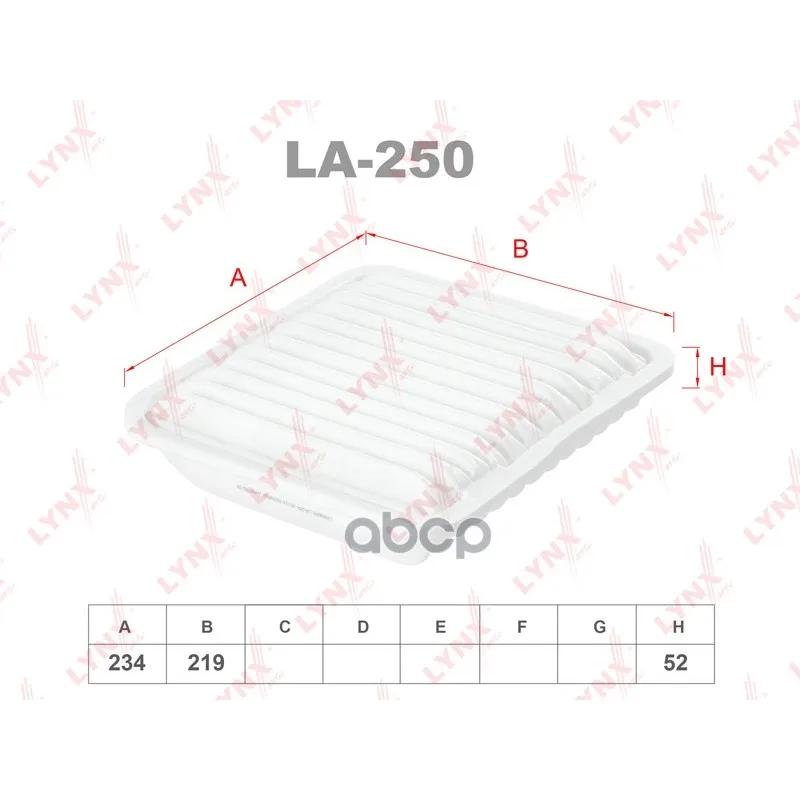 Фильтр Воздушный Mitsubishi Galant(Dj,Dm#) 2.4 07/2006- 06/2010 LYNXauto арт. LA250