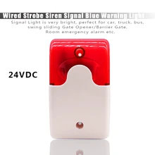 Bocina de sonido y luz con cable, alarma de sonido y luz de 24 V, 105dB, 1 unidad