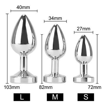 S/M/L Bright Metal Anal Plug Luminous Butt Plug Prostate massage Anal Stimulator Adult Games Erotic Dildo Sex Toys for Women Man 5