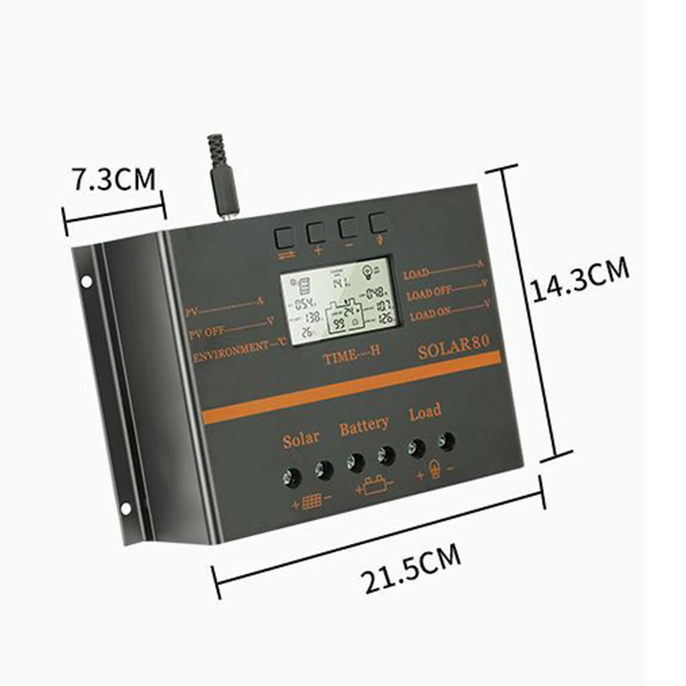 80A PWM Панели солнечные контроллер Батарея заряда Регулятор 12 V/24 V Авто Светодиодный фонарь с USB