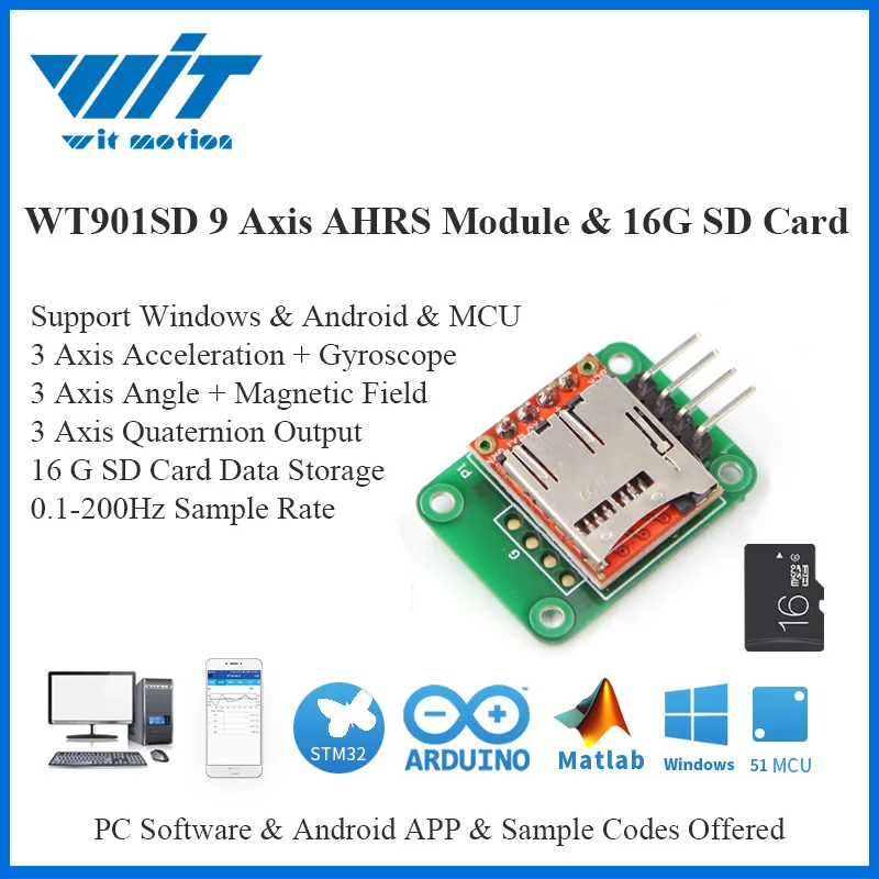 WitMotion 16G карта памяти WT901SD 9 осевой Датчик Цифровой Угол + акселерометр гироскоп