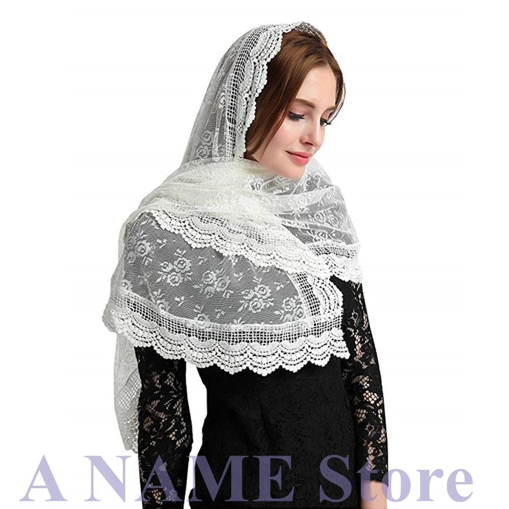 Длинные прямоугольные кружевные аппликации вуали для церкви Catholique Mantilla женские платок Бесконечность латинские покрывало для мессы Velo de novia Negra