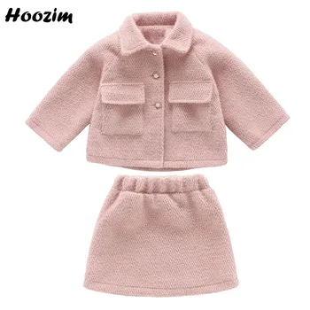 

Formal Pageant Party Set For Girls 3-11 Year 2019 Princess Single Breasted Jacket+Textured Skirt Set Kids Nice Children Ski Suit