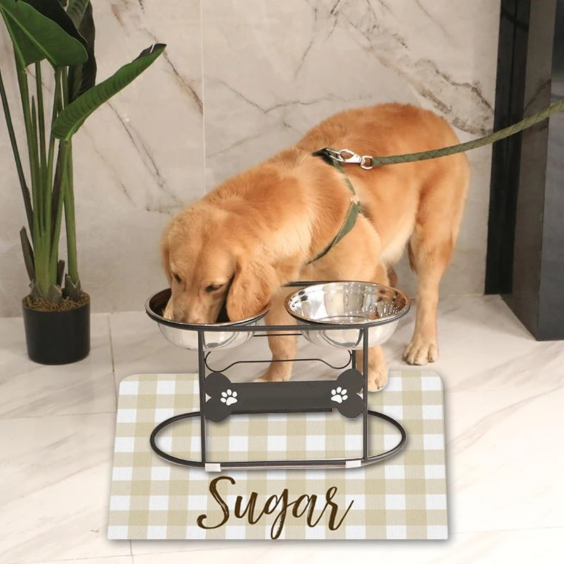 Custom Gift Voor Huisdier Thuis Naam Huisdier Mat Voor Hond Kat Accessoires Voeden Pad Waterdicht Pu Gemakkelijk Wassen Drinken Bowls huisdier Placemat