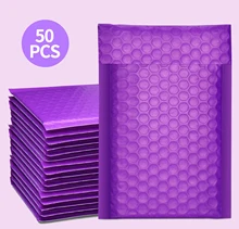 

50pcs Purple Mailer Bubble Padded Mailing Envelopes For Gift Packaging Self Seal Bag Bubble Black White Purple And Pink