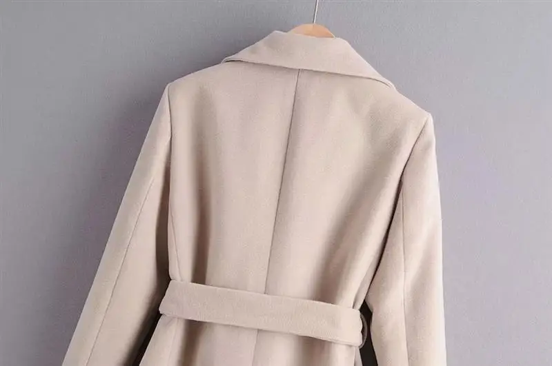 ZA зимняя новая однотонная кашемировая куртка с поясом модная женская одежда Повседневная Длинная Кофта свободного кроя вечерние путешествия