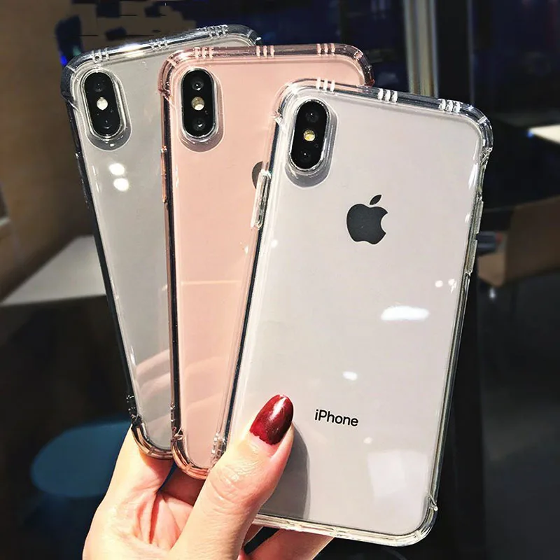 Soft Silicon Shockproof Transparent Phone Case For iPhone X XS 11 Pro Max XR 8 7 6S Plus Anti-knock Clear Protection Back Cover |